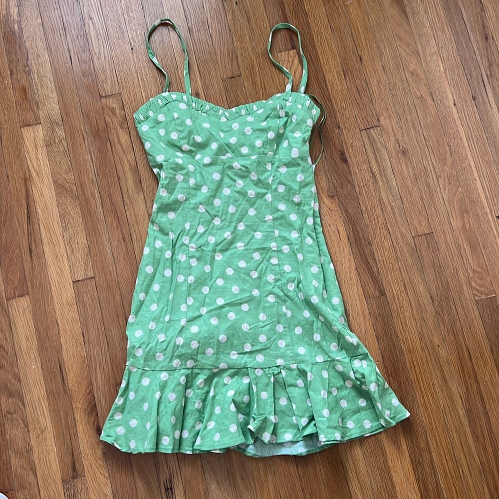 Zara polkadot linen dress
